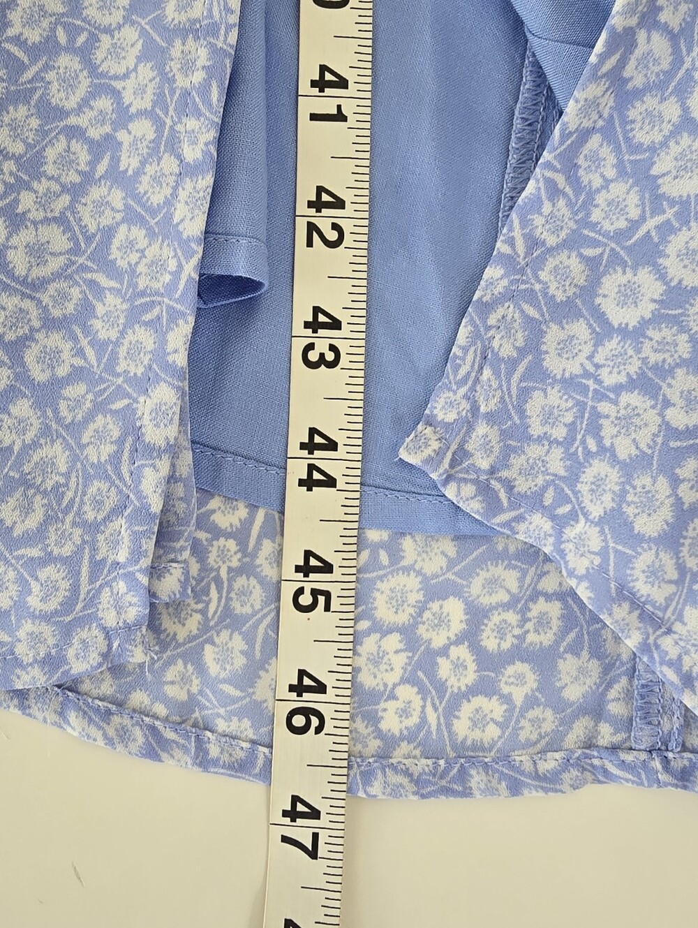 Abercrombie & Fitch Blue Floral Smocked Midi Dress S Side Slit Ruffles Pockets - Picture 13 of 16